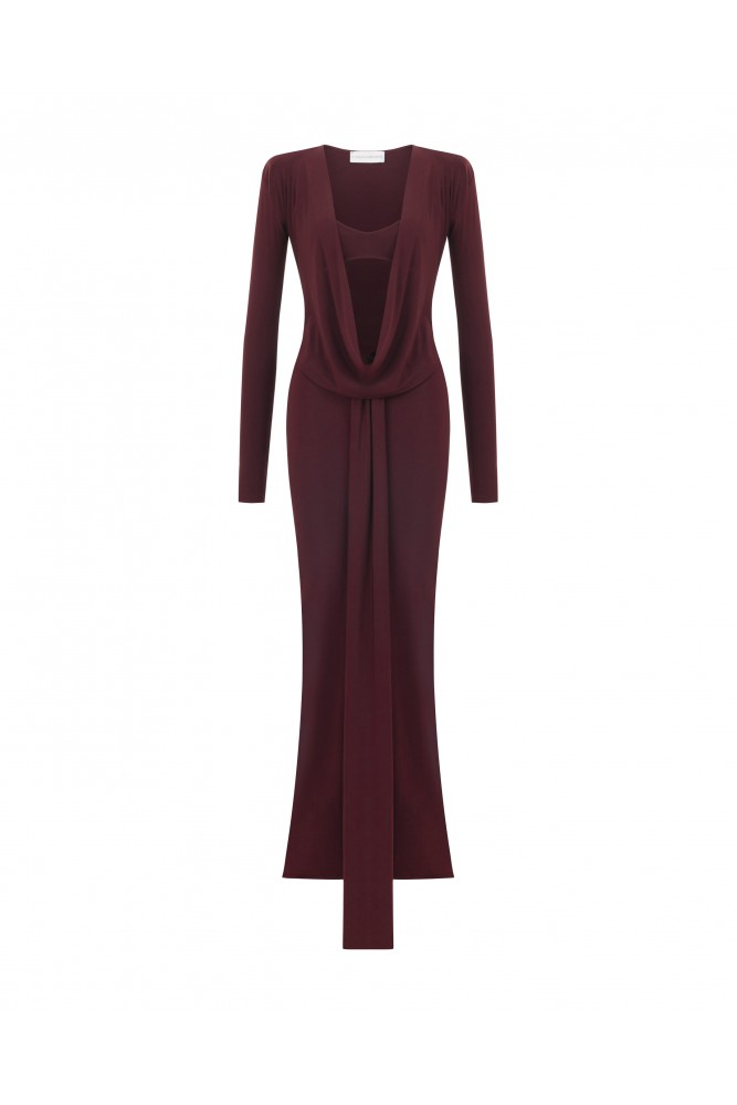 Eivissa Burgundy Maxi Elbise