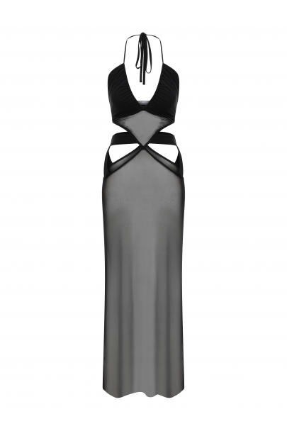 Le Rêve Siyah transparan cut-out elbise