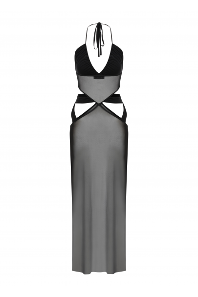Le Rêve Siyah transparan cut-out elbise