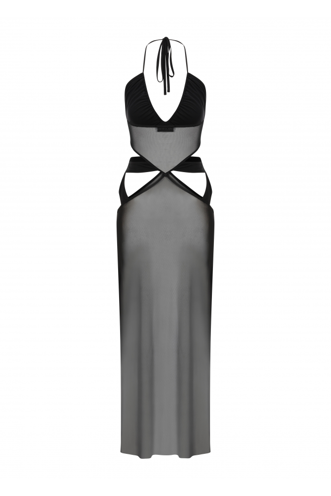 Le Rêve Siyah transparan cut-out elbise